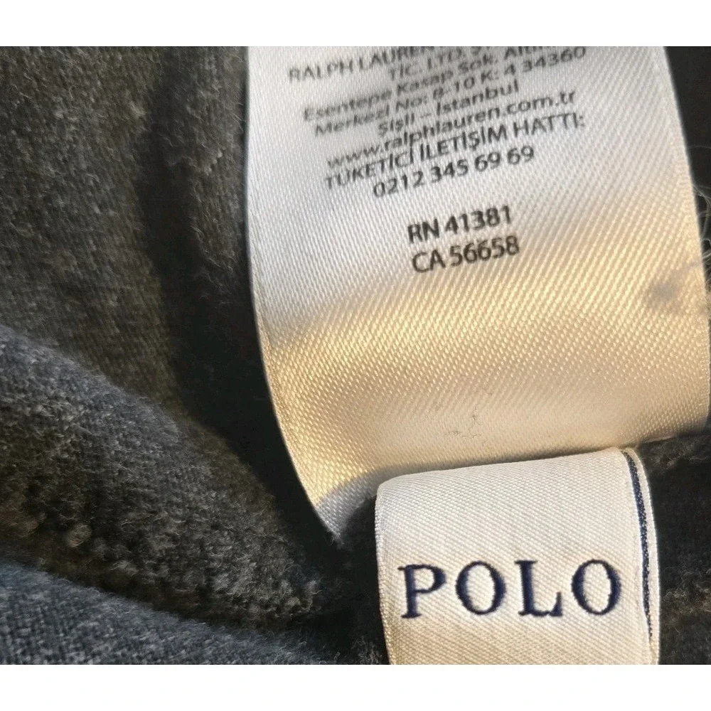 Polo Ralph Lauren Long Sleeve T Shirt Mens Medium Pony Dark Grey Cotton Crewneck
